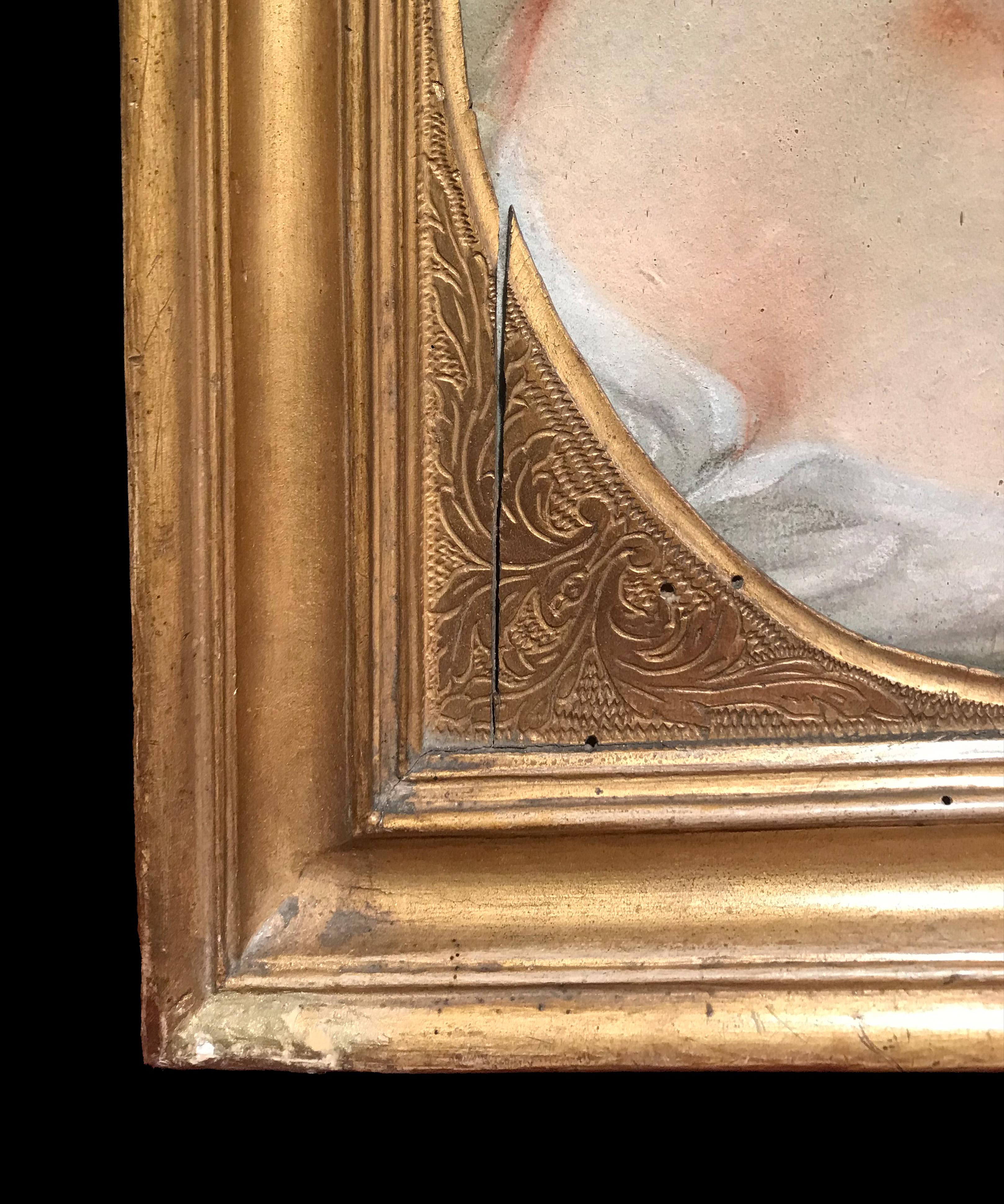 XVII-XVIII secolo Di Benedetto Luti Testa di ragazza Pastello a olio su tela in vendita 7