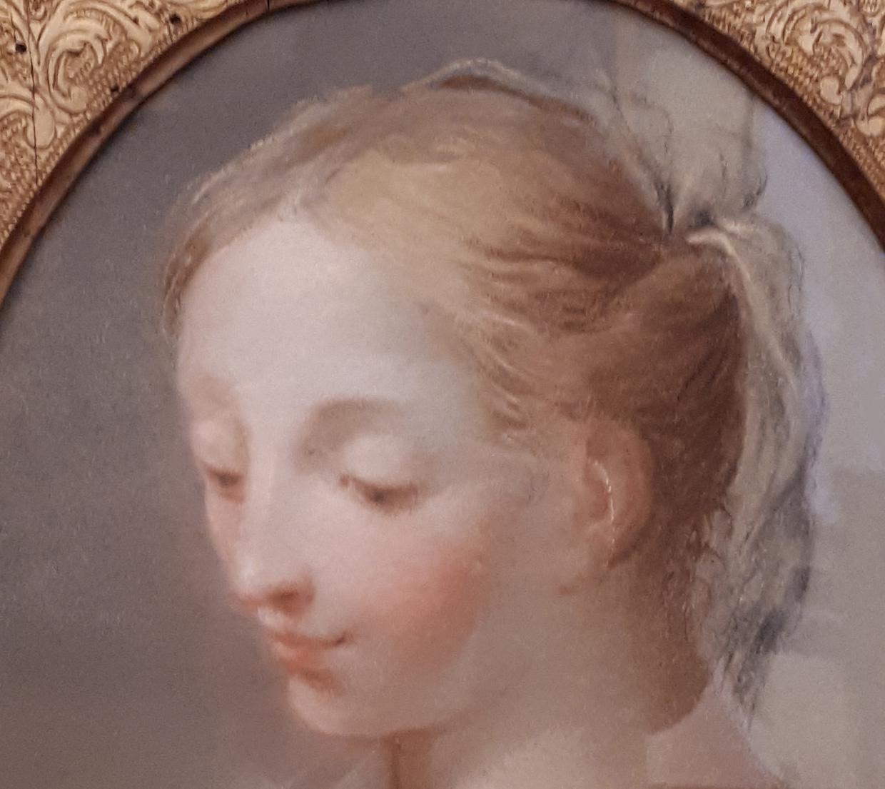 17th-18th Century By Benedetto Luti Head of a Girl Oil Pastel on Canvas For Sale 6