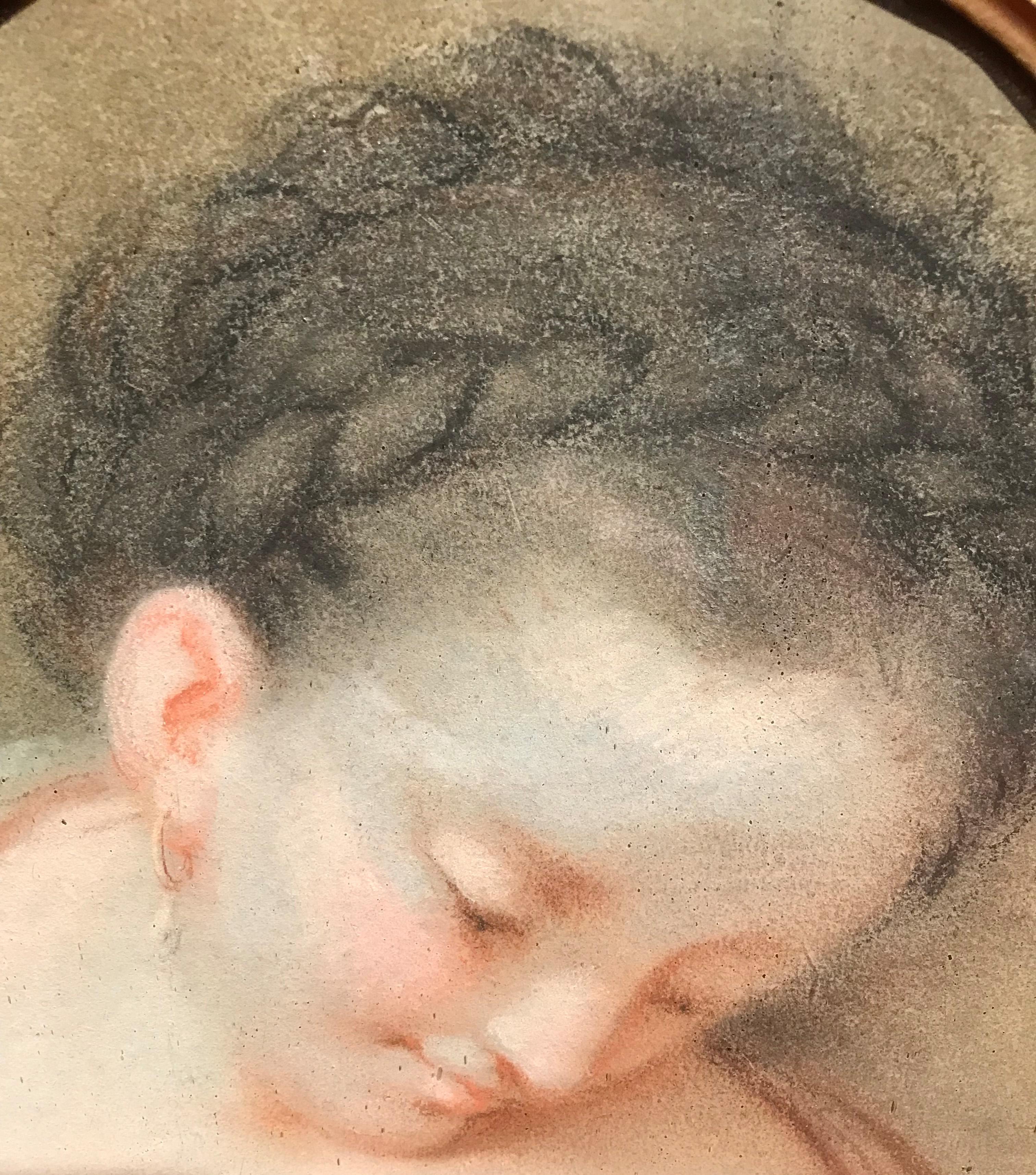 XVII-XVIII secolo Di Benedetto Luti Testa di ragazza Pastello a olio su tela in vendita 5