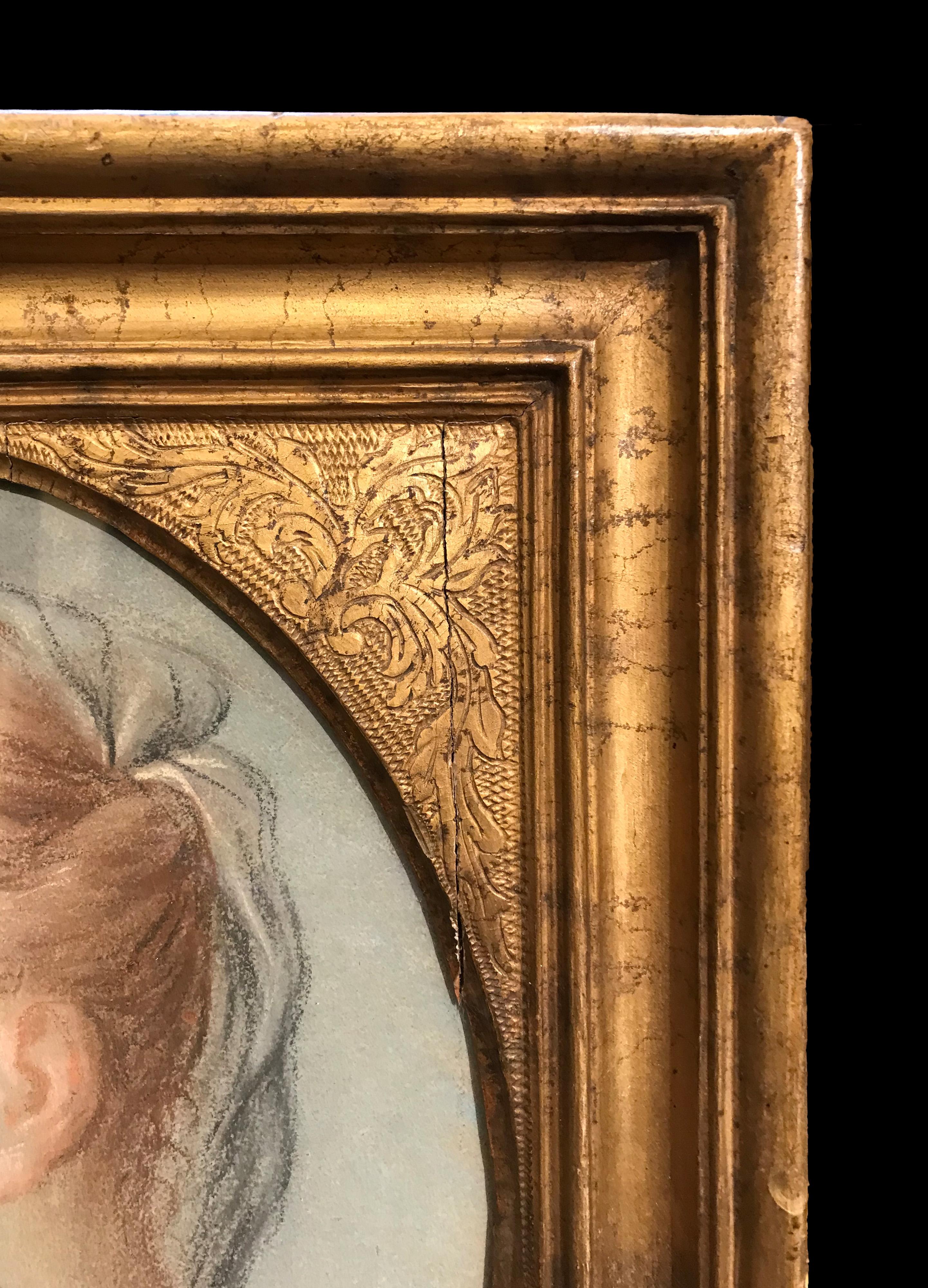 XVII-XVIII secolo Di Benedetto Luti Testa di ragazza Pastello a olio su tela in vendita 8