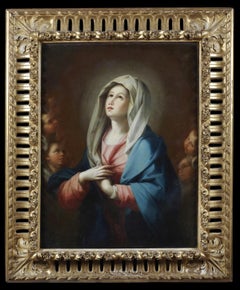 17th Century Benedetto Luti Praying Madonna Religious Oil on Canvas Blue Red