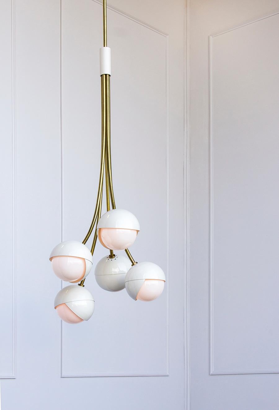 American Benedict Bloom Chandelier with Powdercoated and Blonde Brass Details For Sale