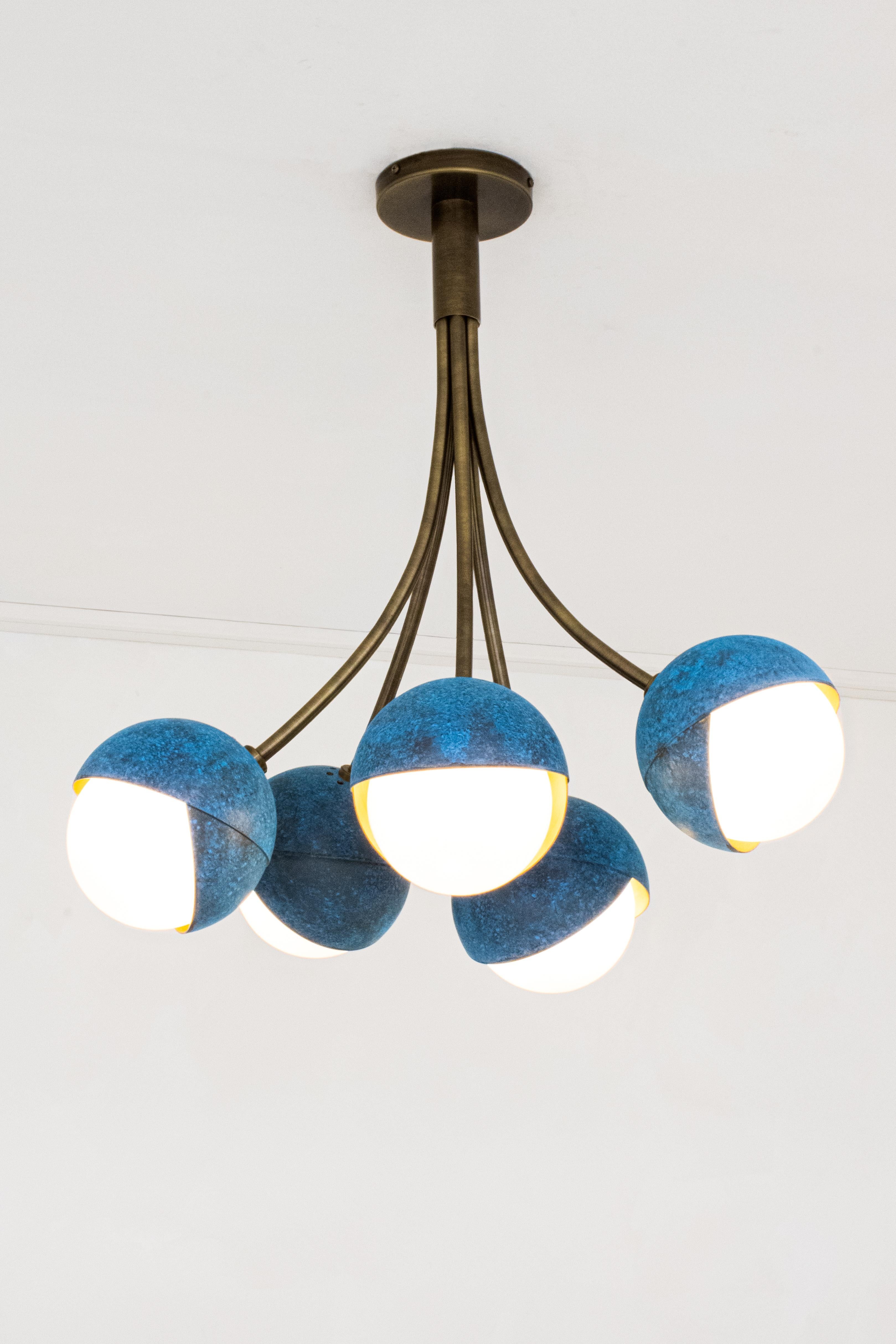 Contemporary Benedict Bloom Chandelier with Powdercoated and Blonde Brass Details For Sale