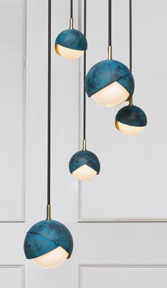 Benedict XL Cluster in Prussian Blue, Polished Brass and Blackened Brass