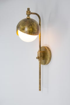 Benedict Drop Sconce in Antique Brass with Opal Glass