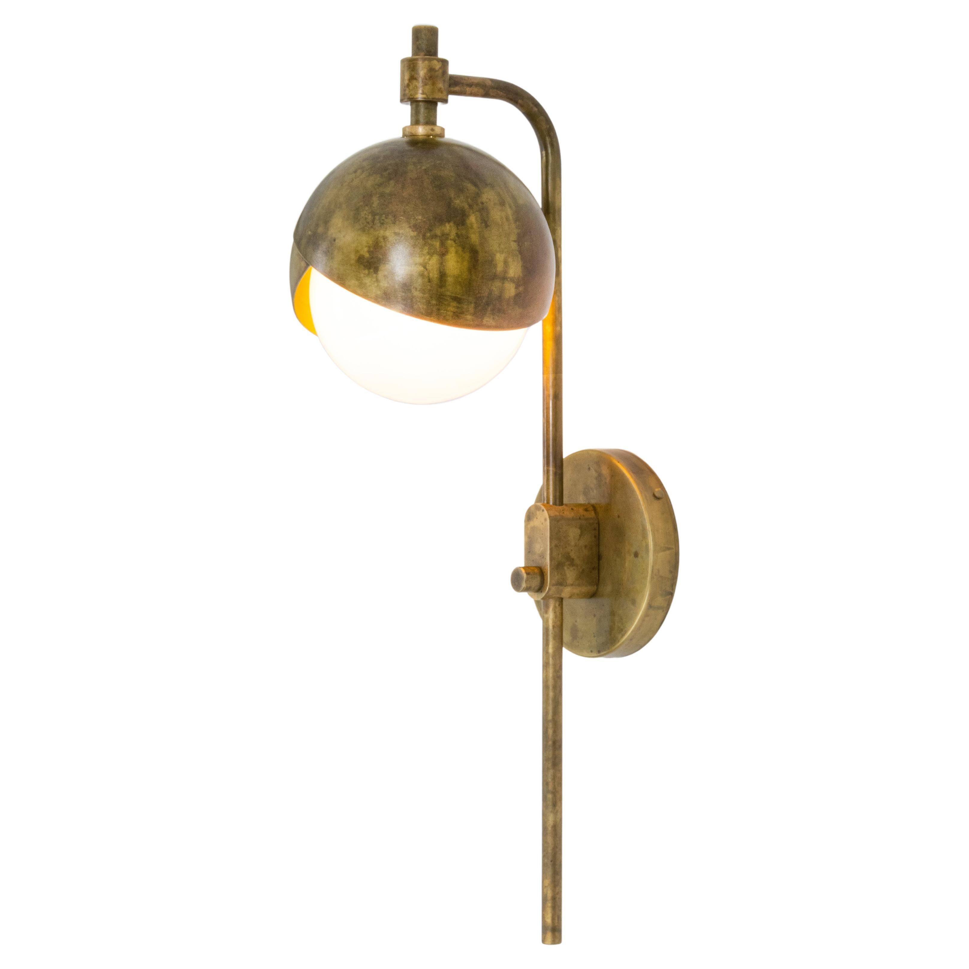 Benedict Drop Sconce in Antique Brass with Opal Glass