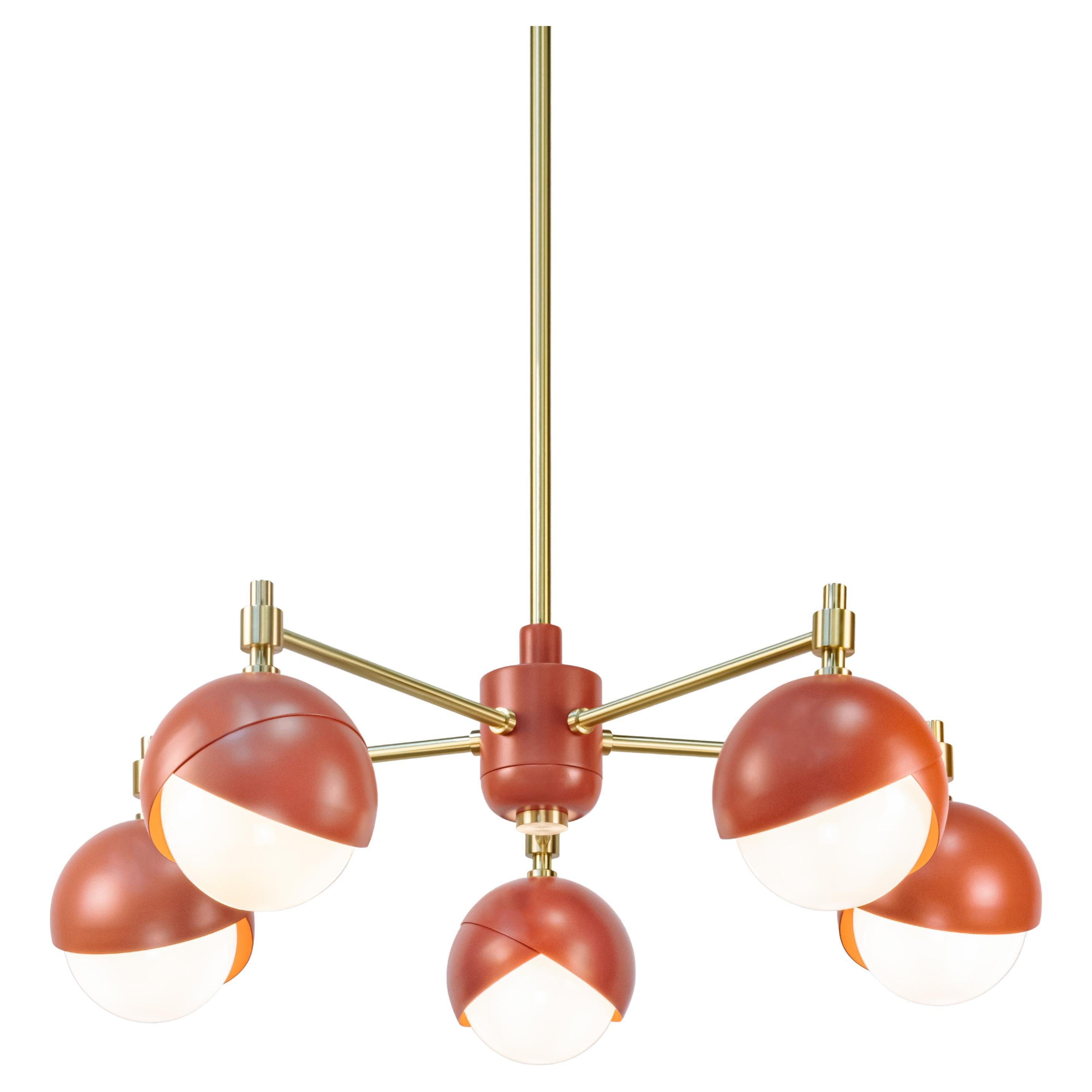 Benedict Five Light Chandelier in Adobe Powder Coat and Satin Brass For  Sale at 1stDibs