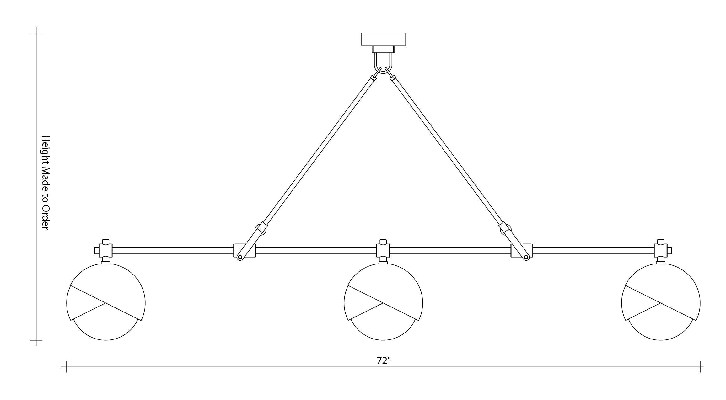 Lampadario lineare Benedict con rivestimento in polvere bianco opaco e ottone annerito in vendita 4