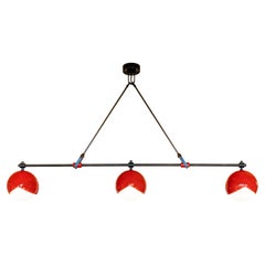 Benedict Linear Chandelier in Red Powder Coat and Blackened Brass