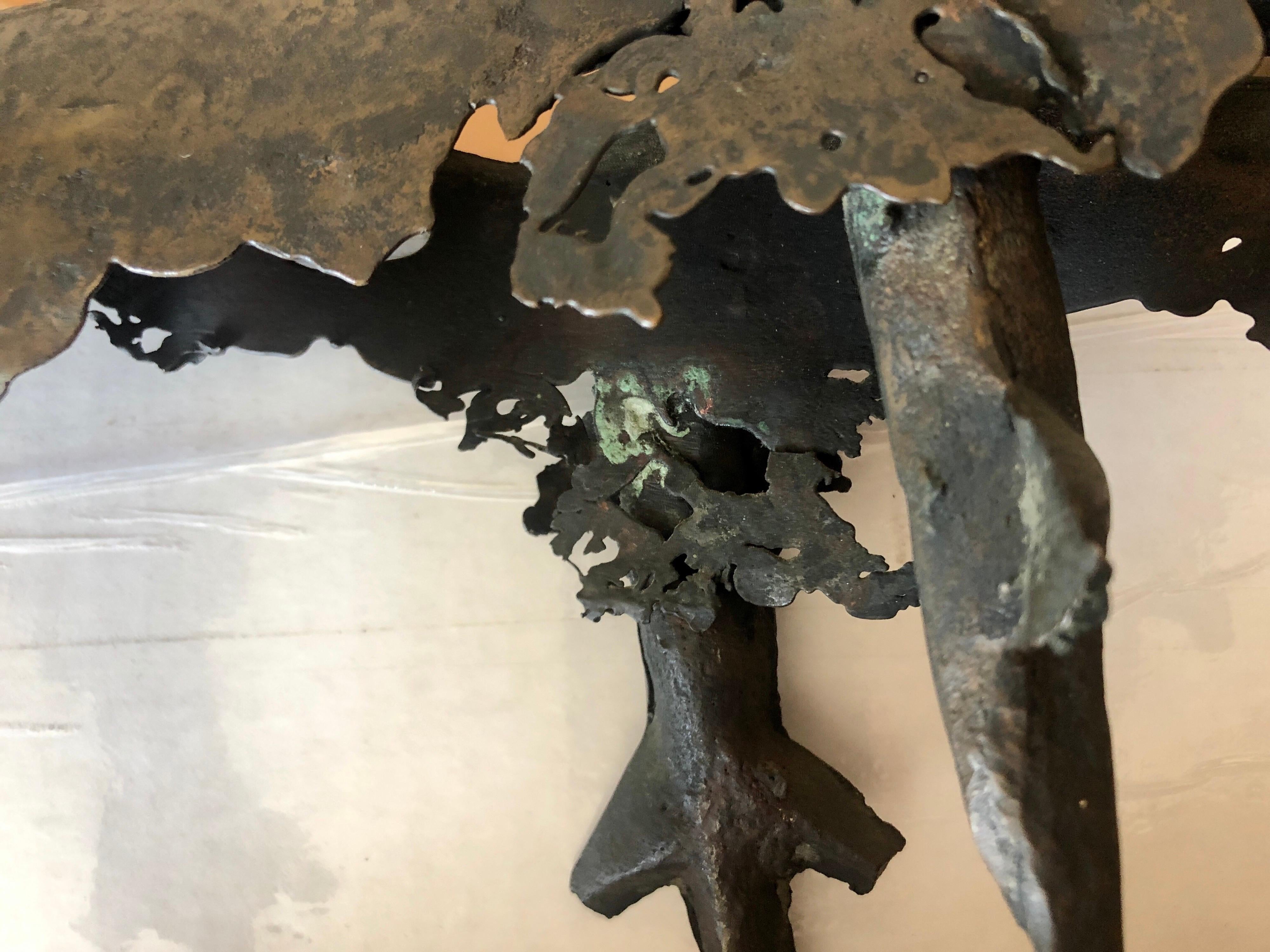 Bronzeskulptur abstrakte brutalistische Ziege oder Widder, WPA-Künstler auf Sockel im Angebot 1