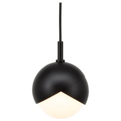 Benedict Pendant Light in Matte Black Powder Coat, Black Cord. 9" Diameter