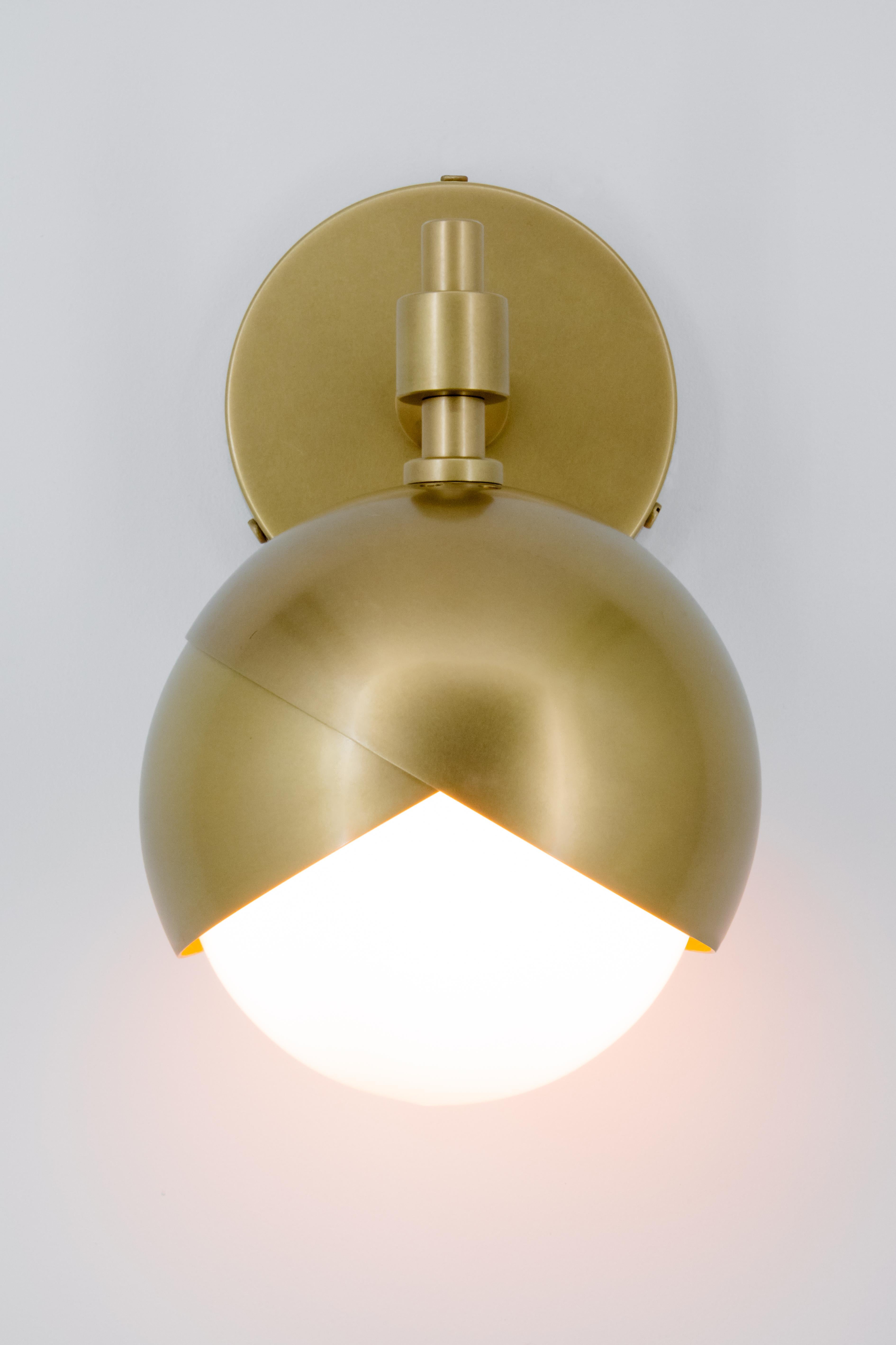 Benedict Simple Sconce in Matte White Powder Coat and Satin Nickel In New Condition For Sale In Brooklyn, NY