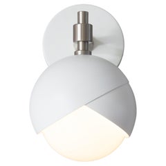 Benedict Simple Sconce in Matte White Powder Coat and Satin Nickel