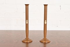 Benedict Studios Arts & Crafts Bronze Bud Vases, Pair