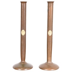 Benedict Studios Arts & Crafts Bronze Bud Vases, Pair