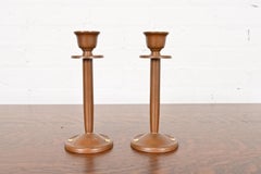 Benedict Studios Arts & Crafts Bronze Candlesticks, Circa 1910