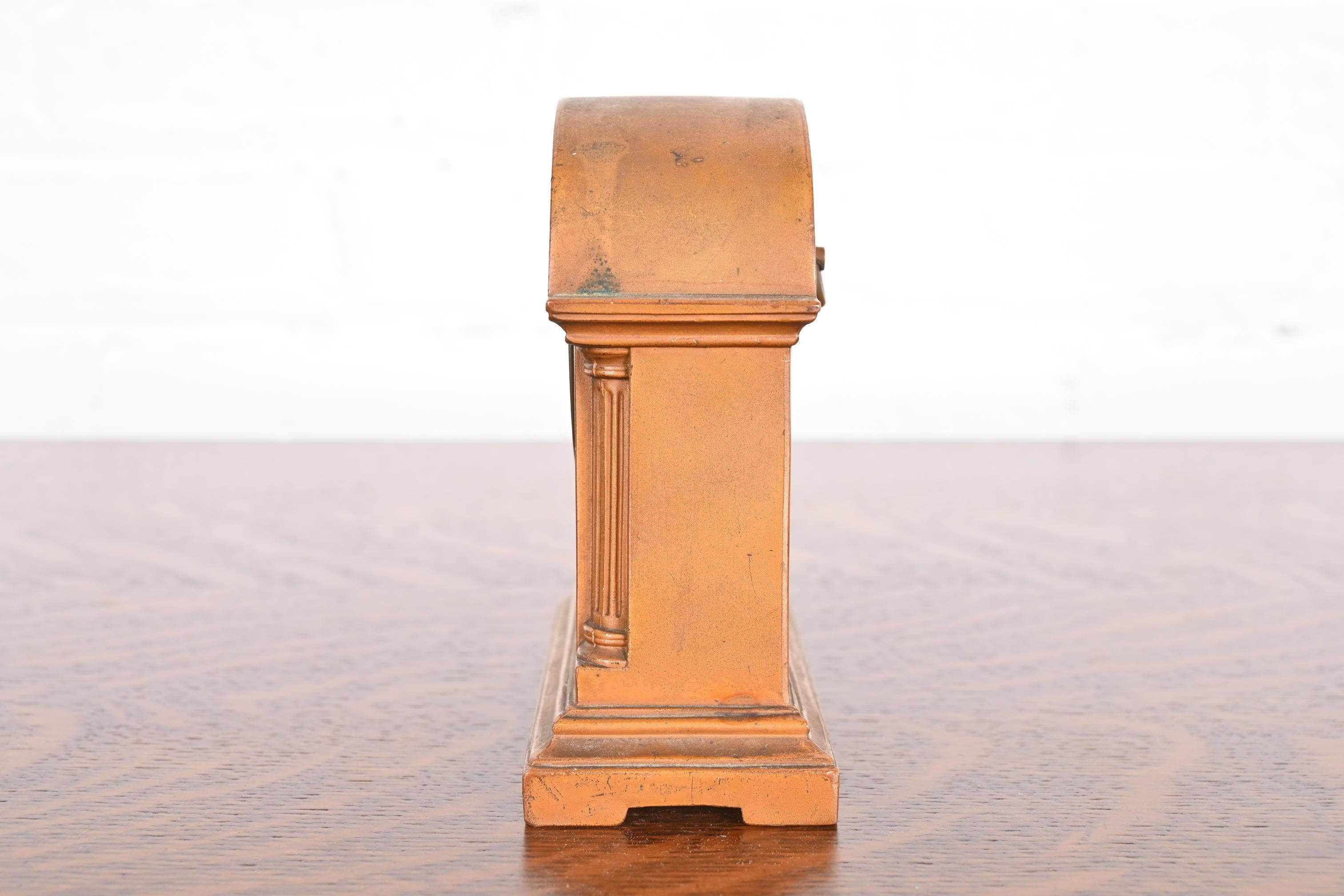 Benedict Studios Arts & Crafts Bronze Mantel Clock, Circa 1910 5