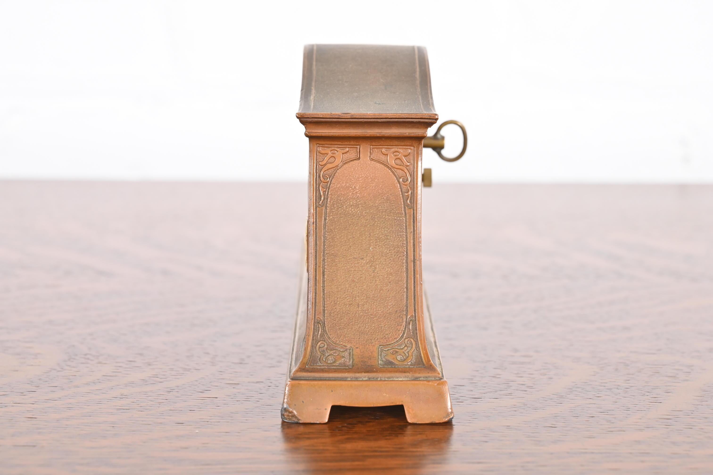 Benedict Studios Arts & Crafts Bronze Mantel Clock, Circa 1910 For Sale 5