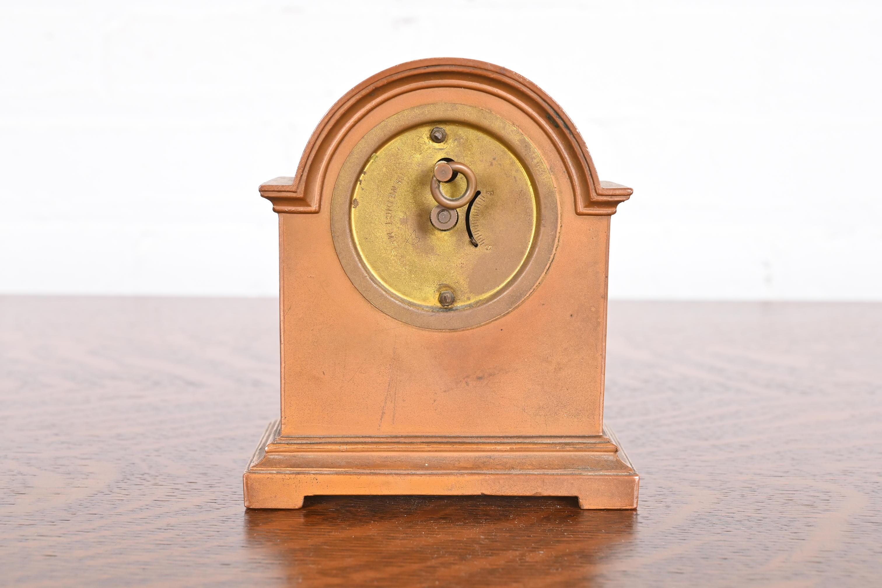 Benedict Studios Arts & Crafts Bronze Mantel Clock, Circa 1910 6