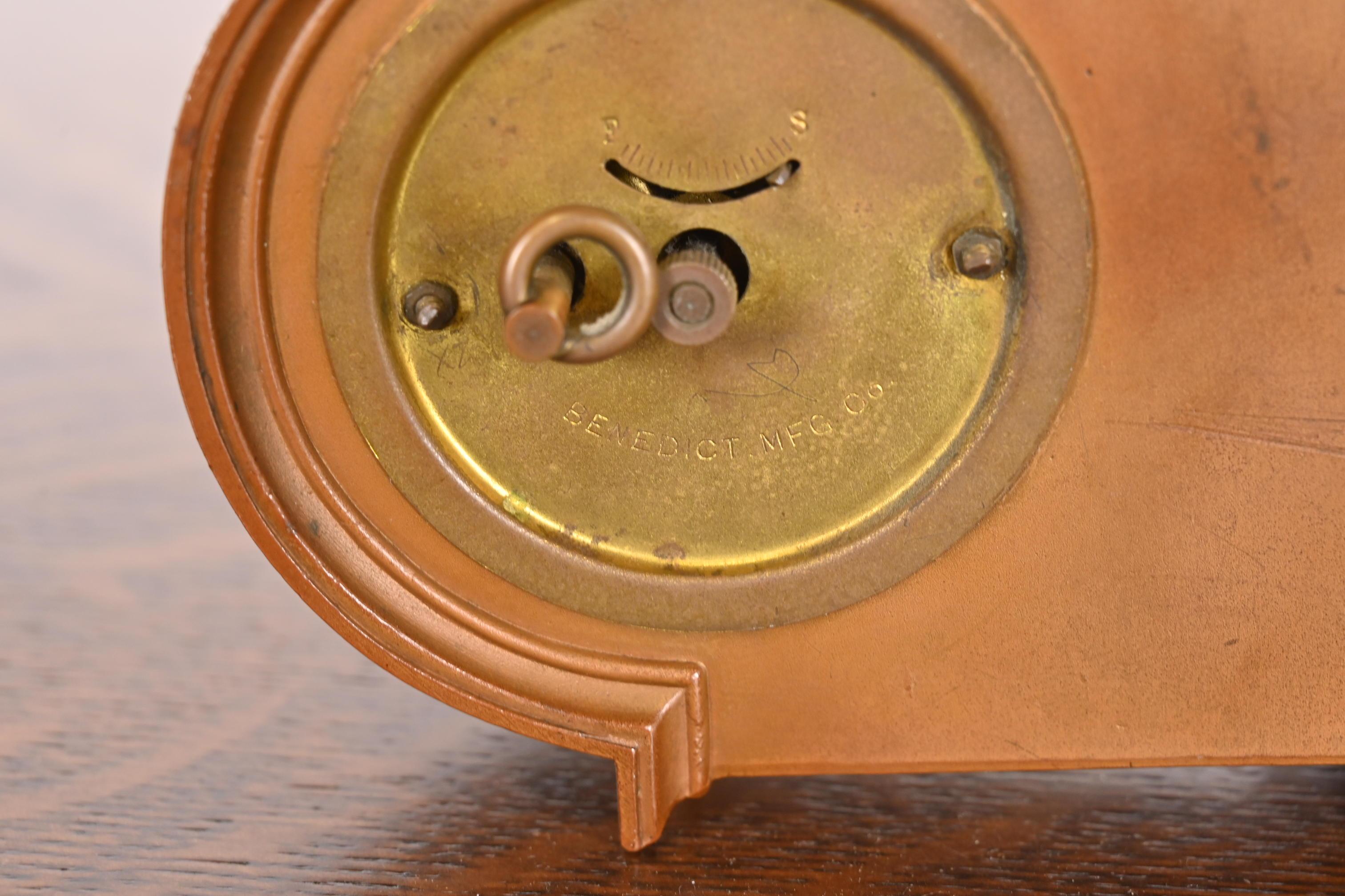 Benedict Studios Arts & Crafts Bronze Mantel Clock, Circa 1910 7