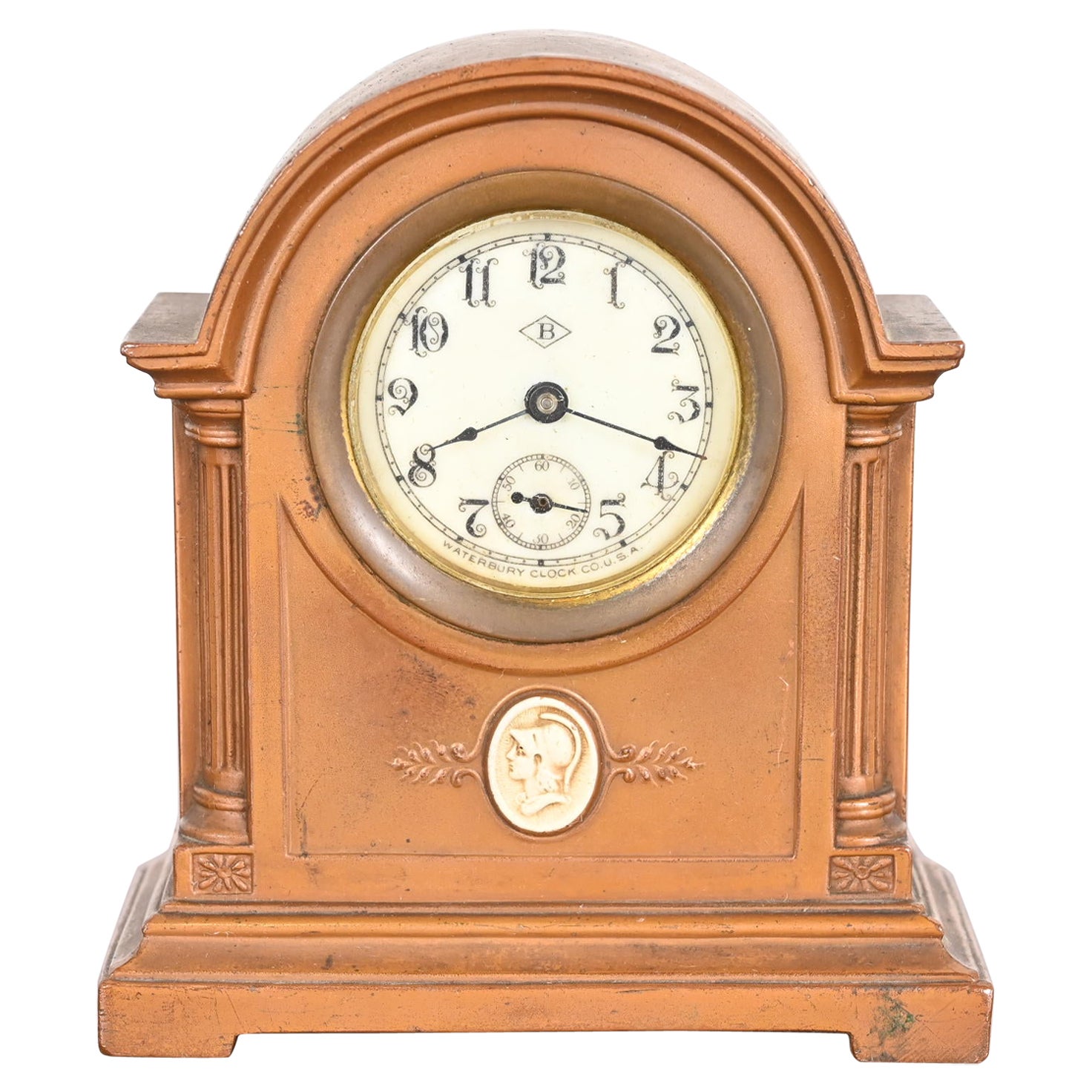 Benedict Studios Arts & Crafts Bronze Mantel Clock, Circa 1910