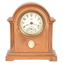 Benedict Studios Arts & Crafts Bronze Mantel Clock, Circa 1910