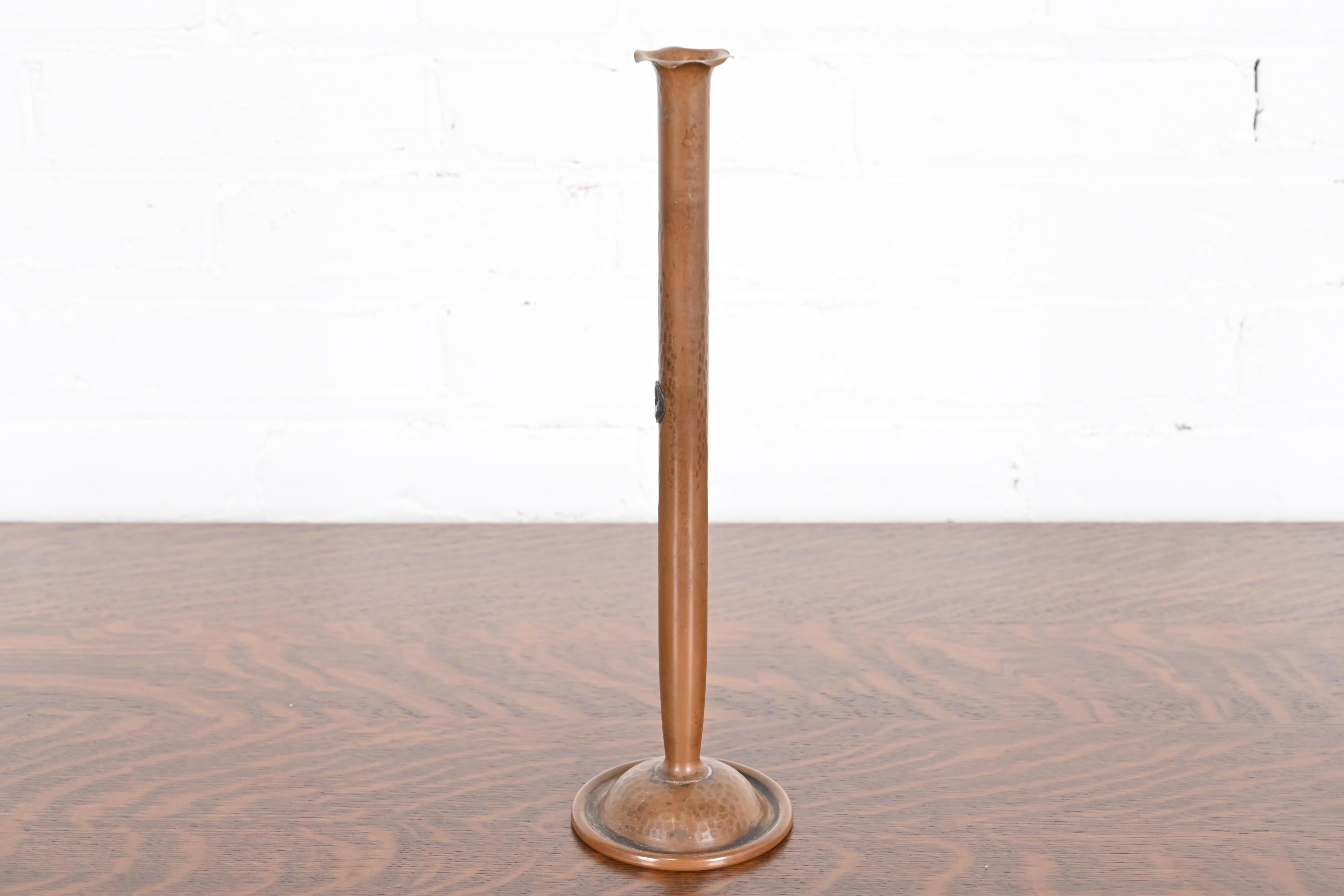 Benedict Studios Arts & Crafts Hammered Copper Bud Vase, Circa 1910 6