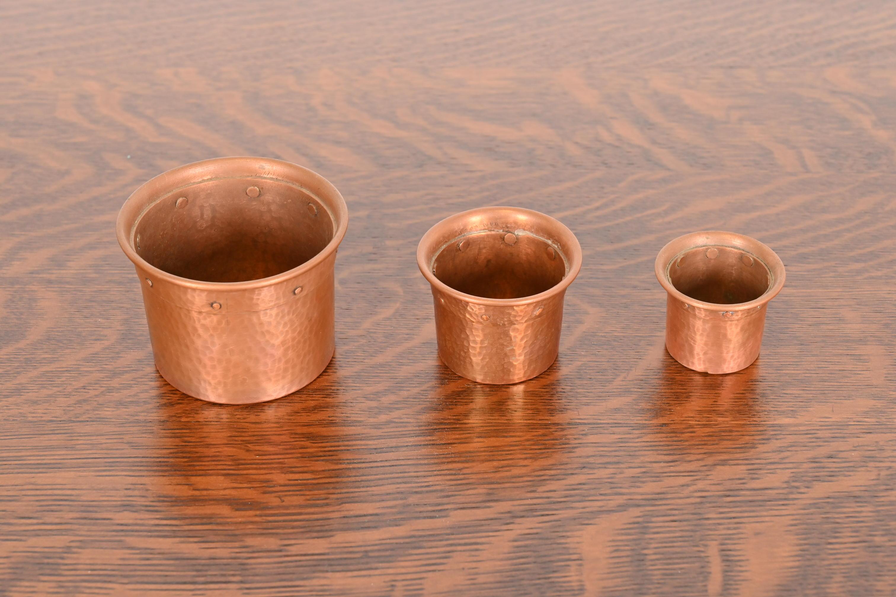 Arts and Crafts Benedict Studios Arts & Crafts Hammered Copper Nesting Cups, Circa 1910