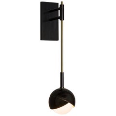 Benedict Wall Sconce in a Satin and Blackened Brass Finish with White Opal Glass