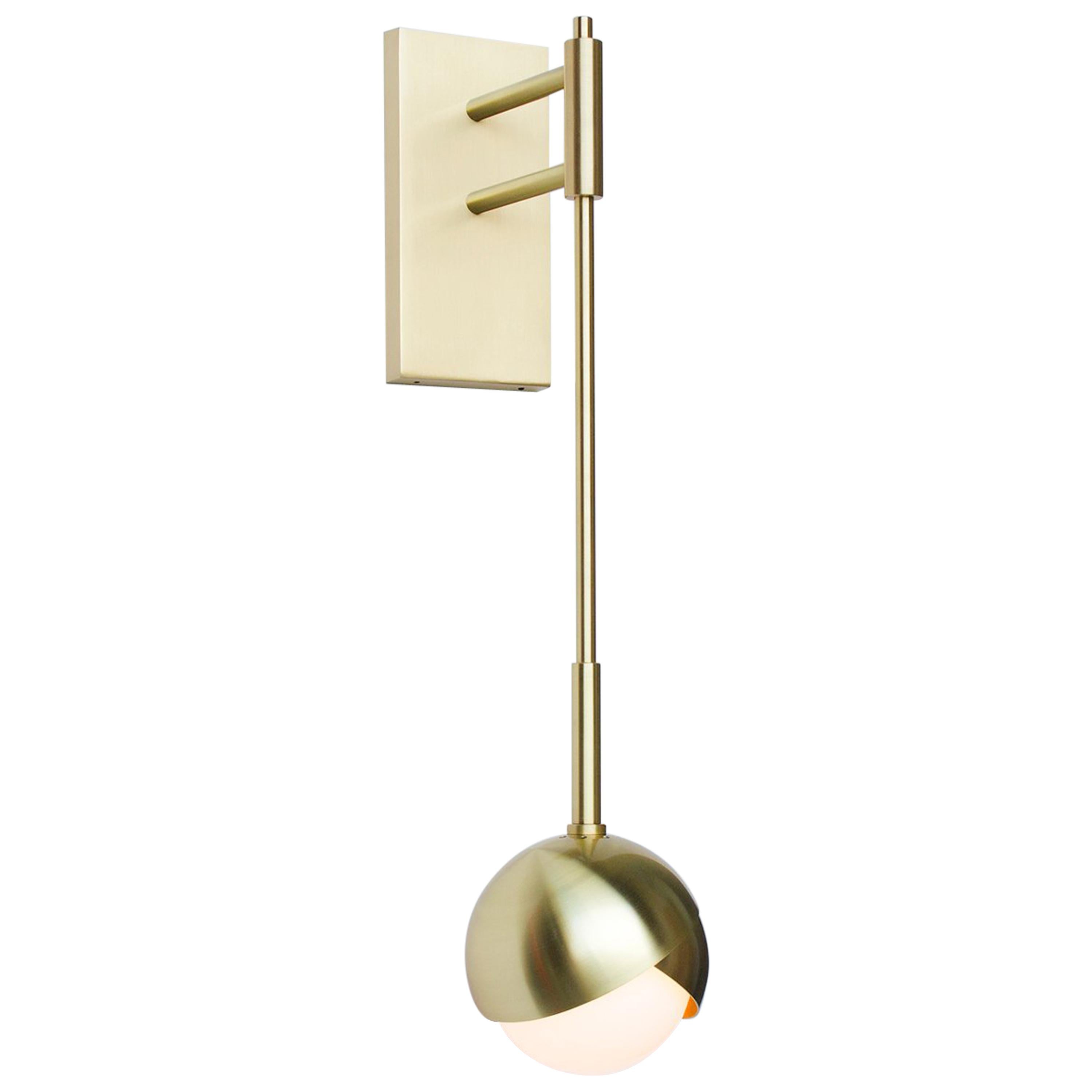 Benedict Truss Sconce in a Satin Brass Finish with White Opal Glass