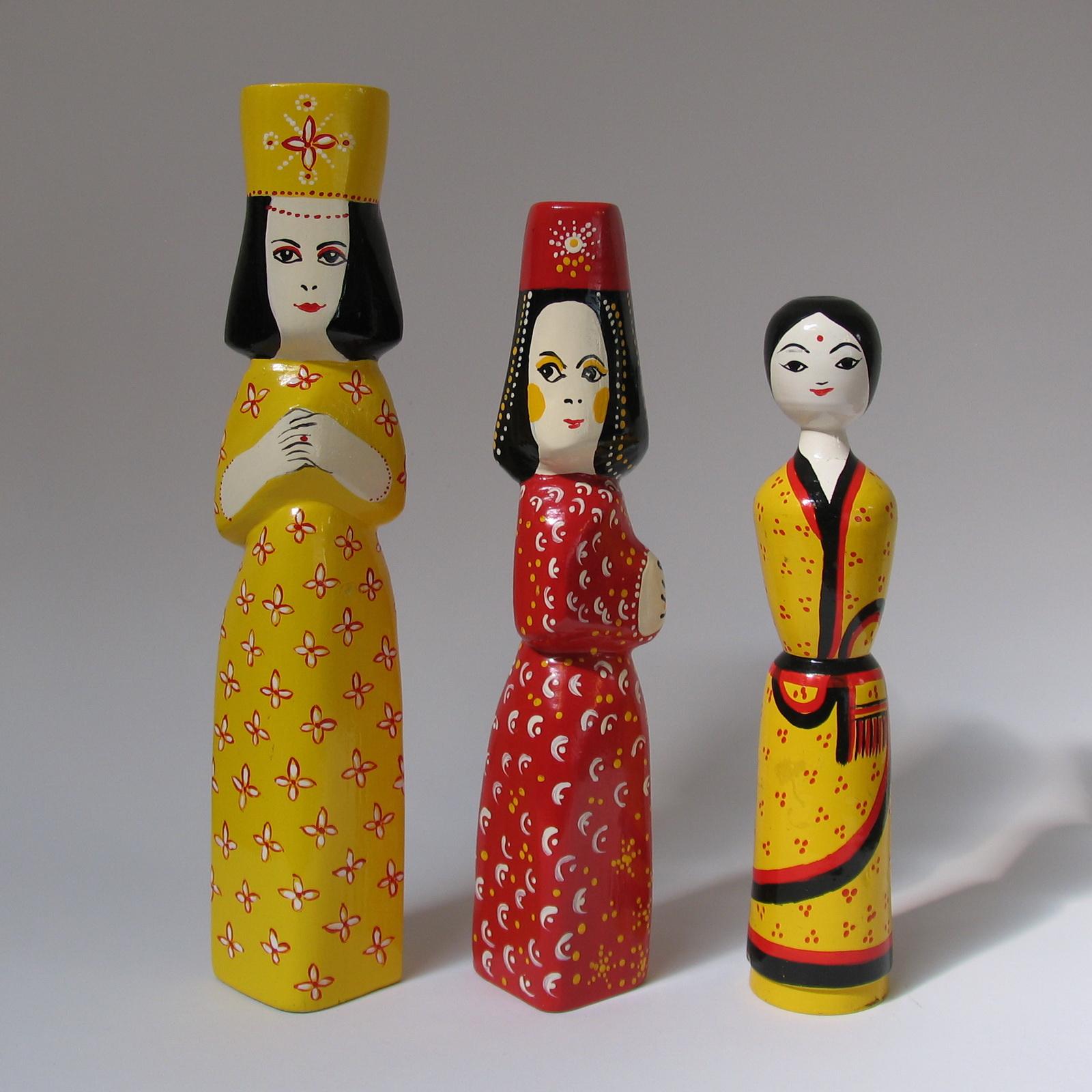 Swedish Benedicte Bergmann Wooden Dolls part of the Mythological Sisters Series, 1969 For Sale