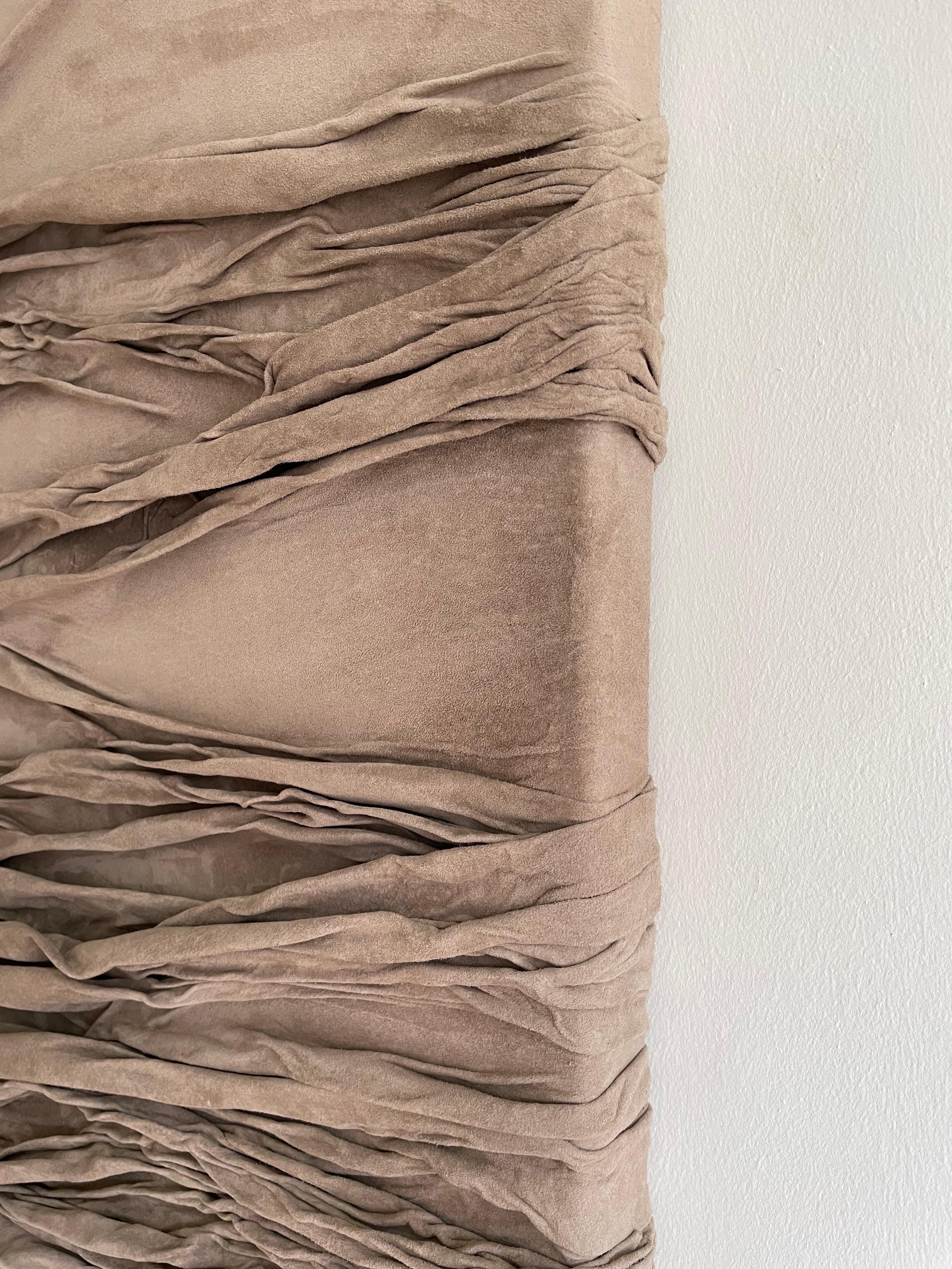 Contemporary Feminine Leather Draped Relief Artwork By Danish Benedicte Pedersen For Sale 3