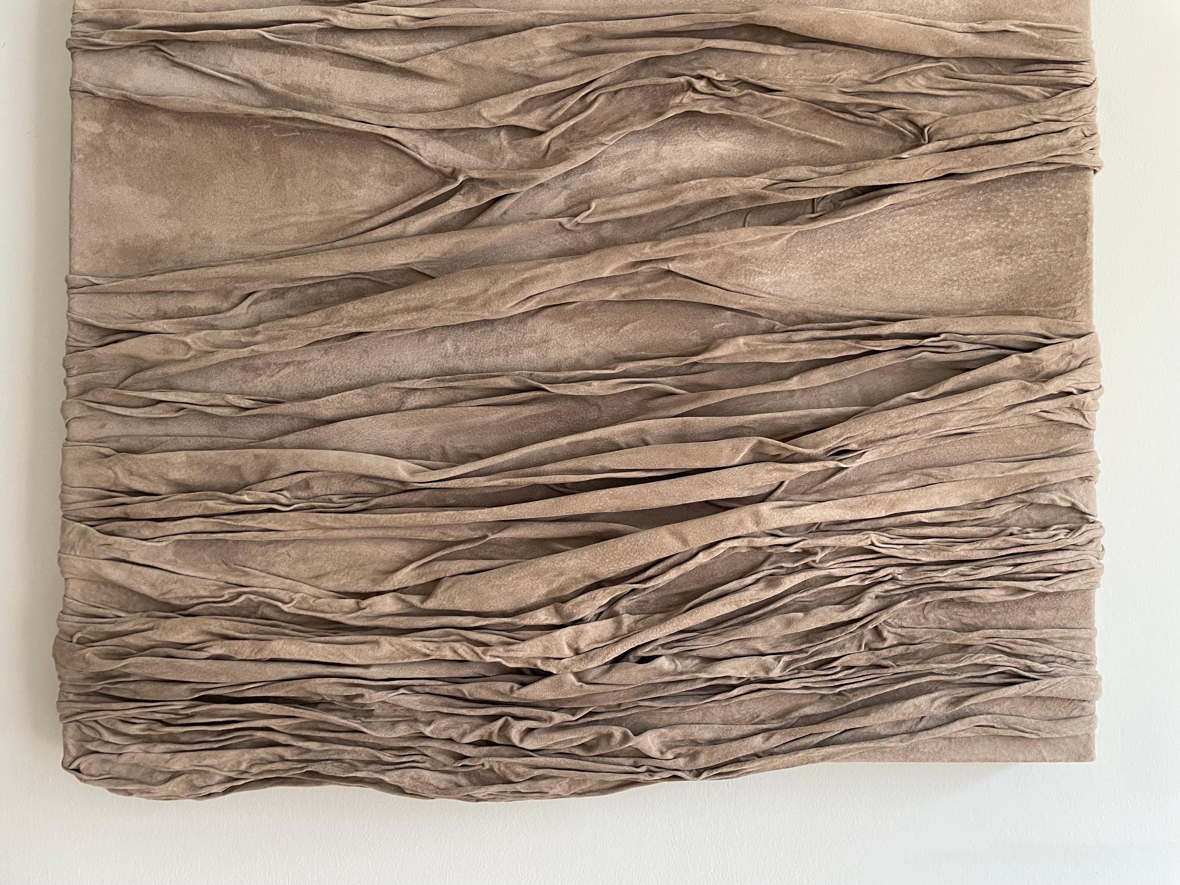 Contemporary Feminine Leather Draped Relief Artwork By Danish Benedicte Pedersen For Sale 4