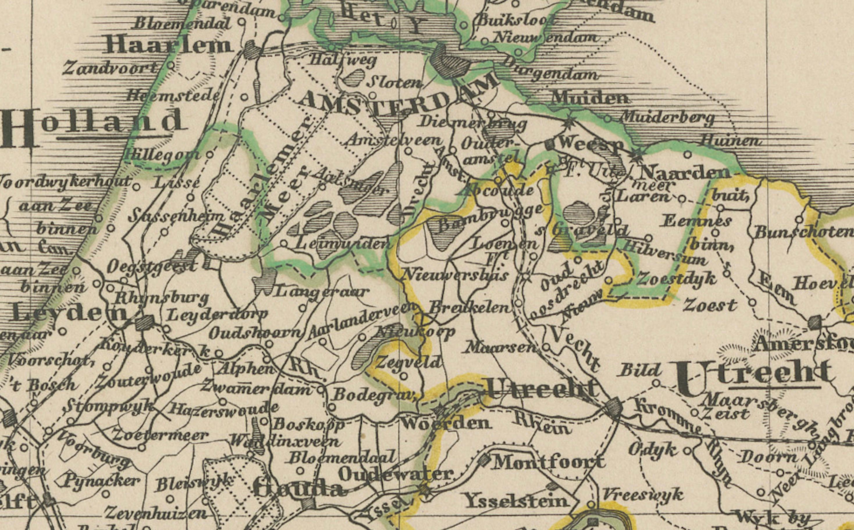 Mapa antiguo del Benelux - Países Bajos, Bélgica y Luxemburgo por Perthes, 1857 siglo XIX en venta