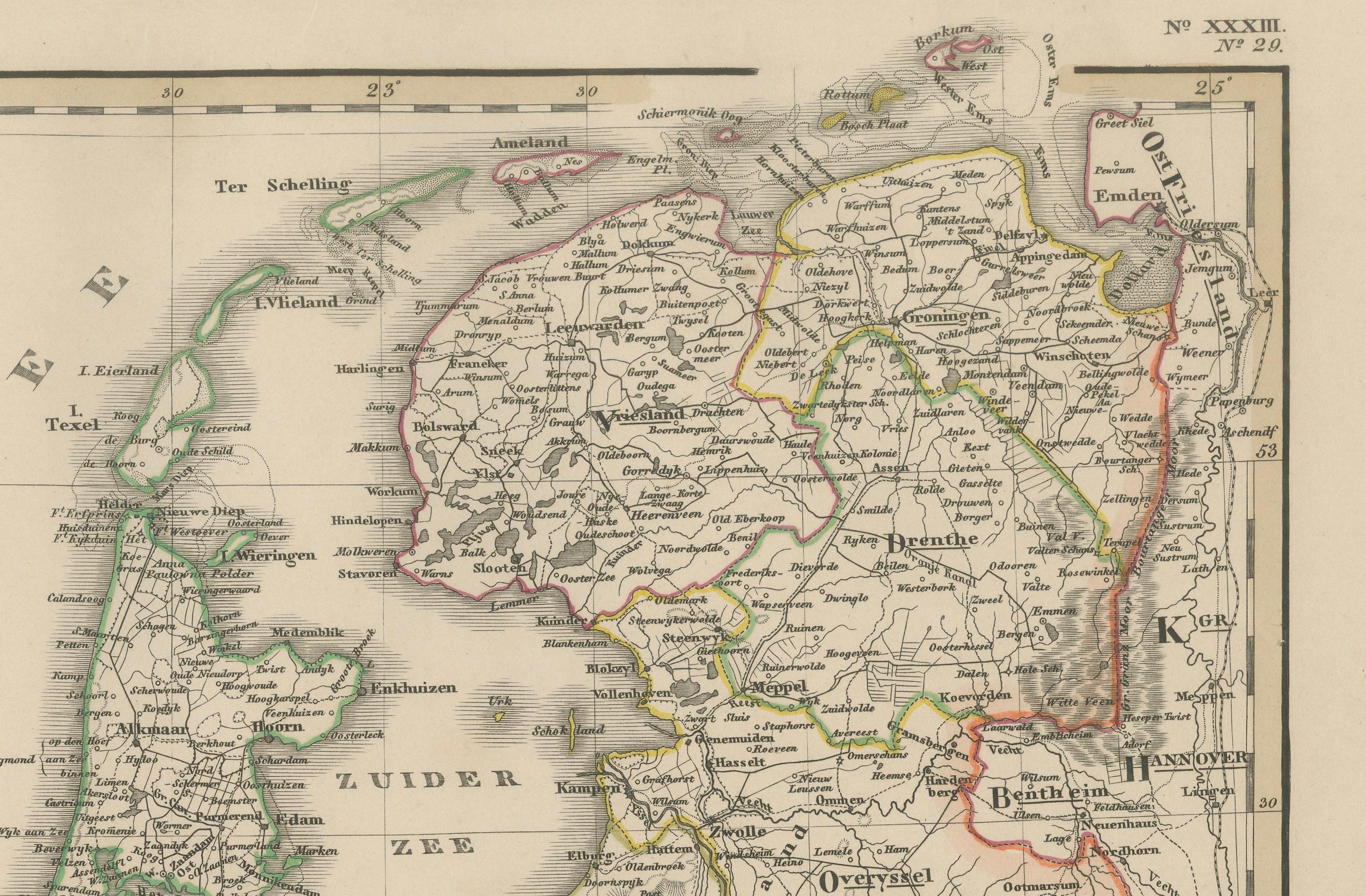 Mapa antiguo del Benelux - Países Bajos, Bélgica y Luxemburgo por Perthes, 1857 Papel en venta