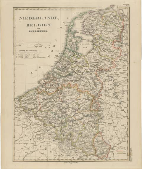 Benelux Antique Map – Netherlands, Belgium & Luxembourg by Perthes, 1857