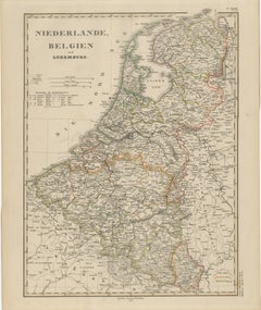 Mapa antiguo del Benelux - Países Bajos, Bélgica y Luxemburgo por Perthes, 1857