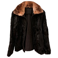 Benet Black Persian Lamb Astrakhan with Chinchilla collar