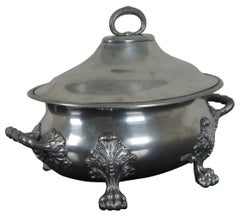 Benet Fink & Co. 19th Century Victorian Era English Pewter Paw Foot Tureen