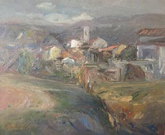 B. Sarsanedas. Mountain village. "Rupit". Original canvas painting 1975