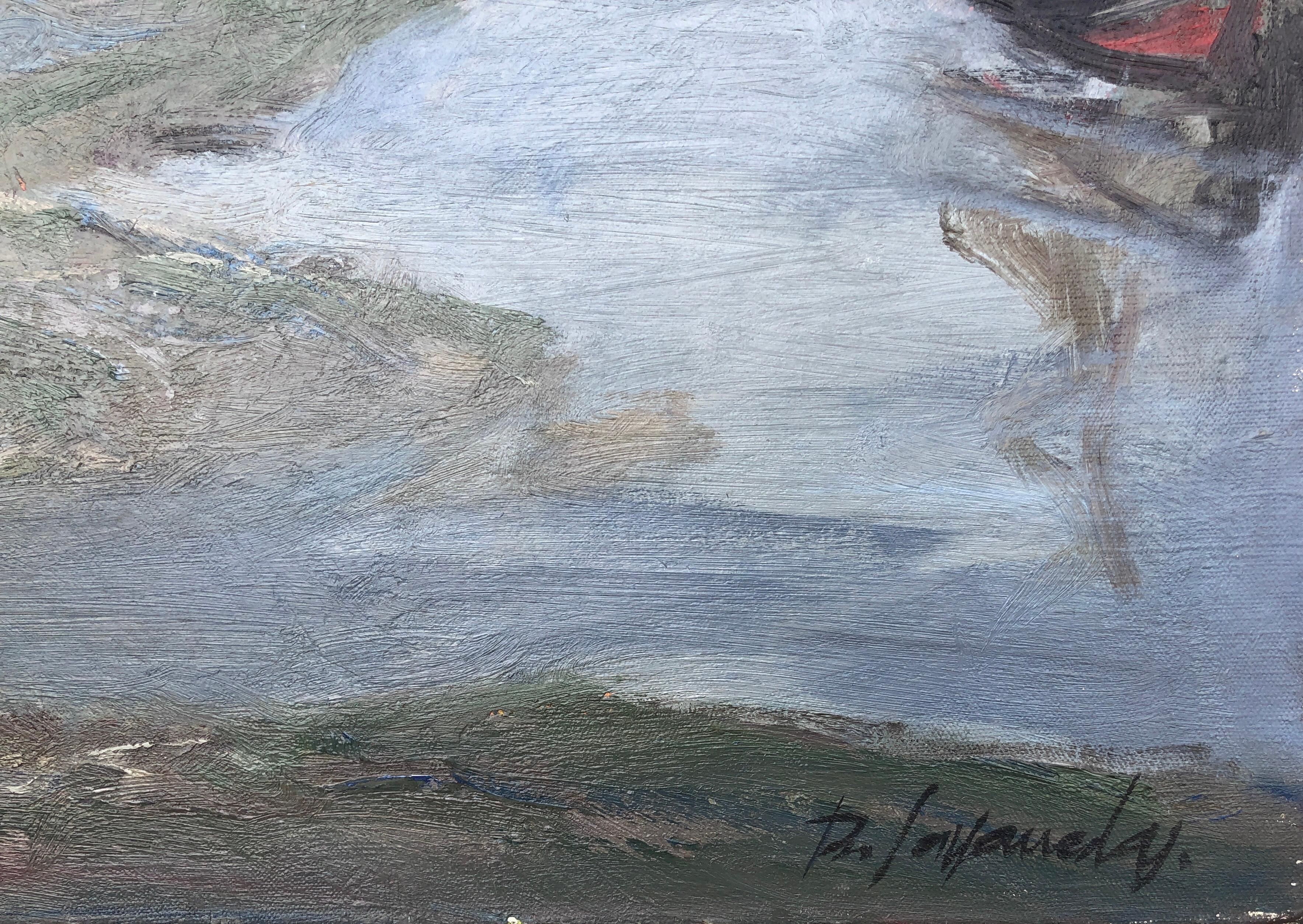 Honfleur Normandía Francia óleo sobre lienzo pintura paisaje marino - Painting de Benet Sarsanedas