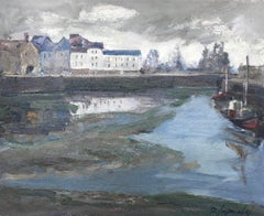 Honfleur Normandía Francia óleo sobre lienzo pintura paisaje marino