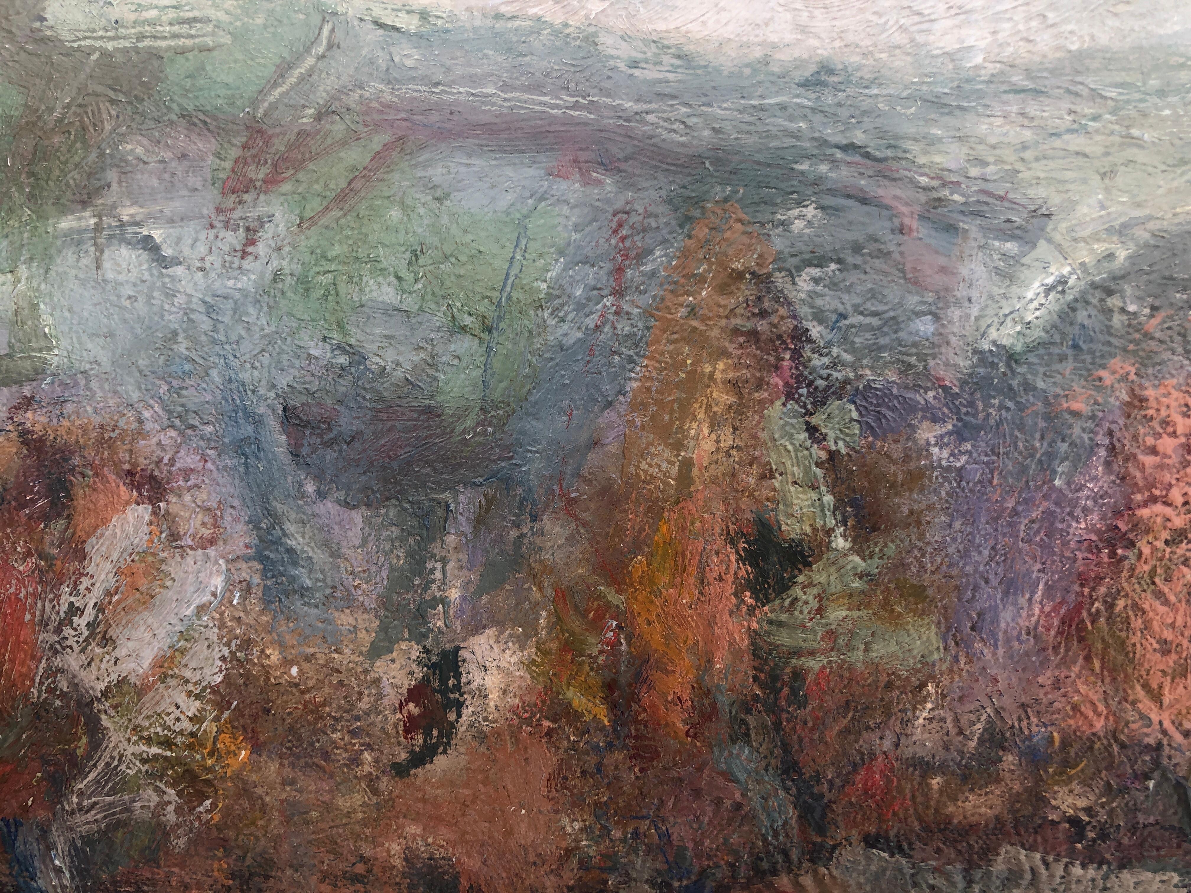Paysage espagnol huile sur toile peinture Espagne Europe - Gris Landscape Painting par Benet Sarsanedas