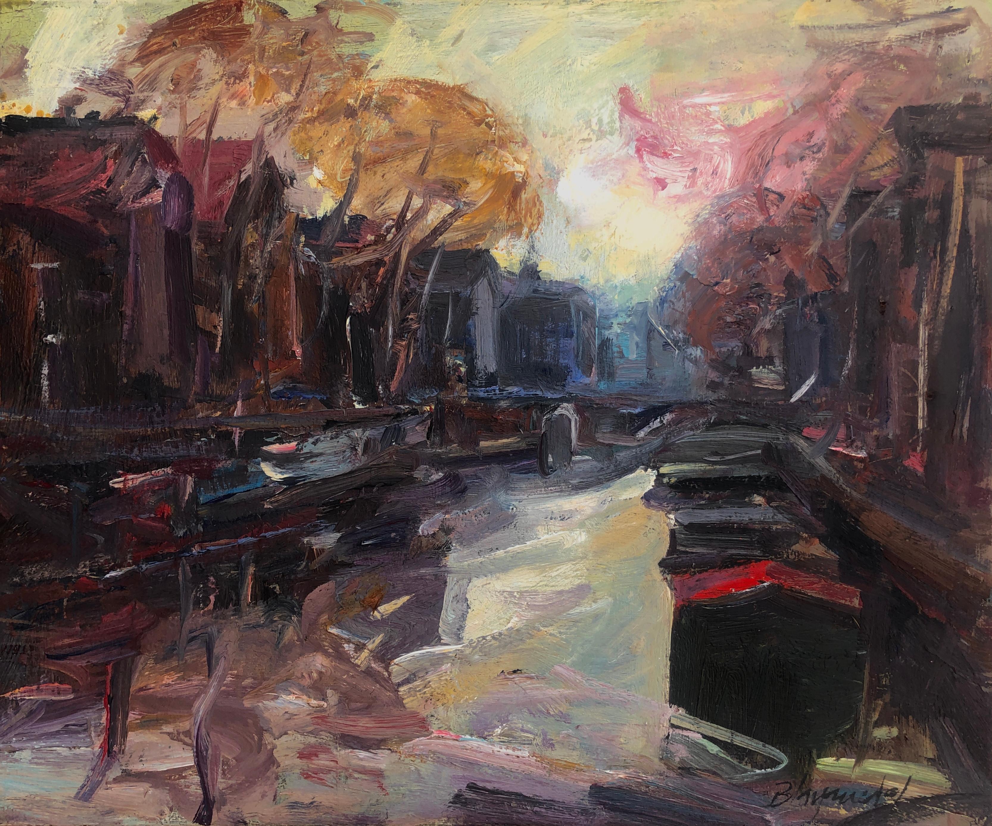 Landscape Painting Benet Sarsanedas - Paysage espagnol esprit rivière huile sur toile peinture Espagne Europe