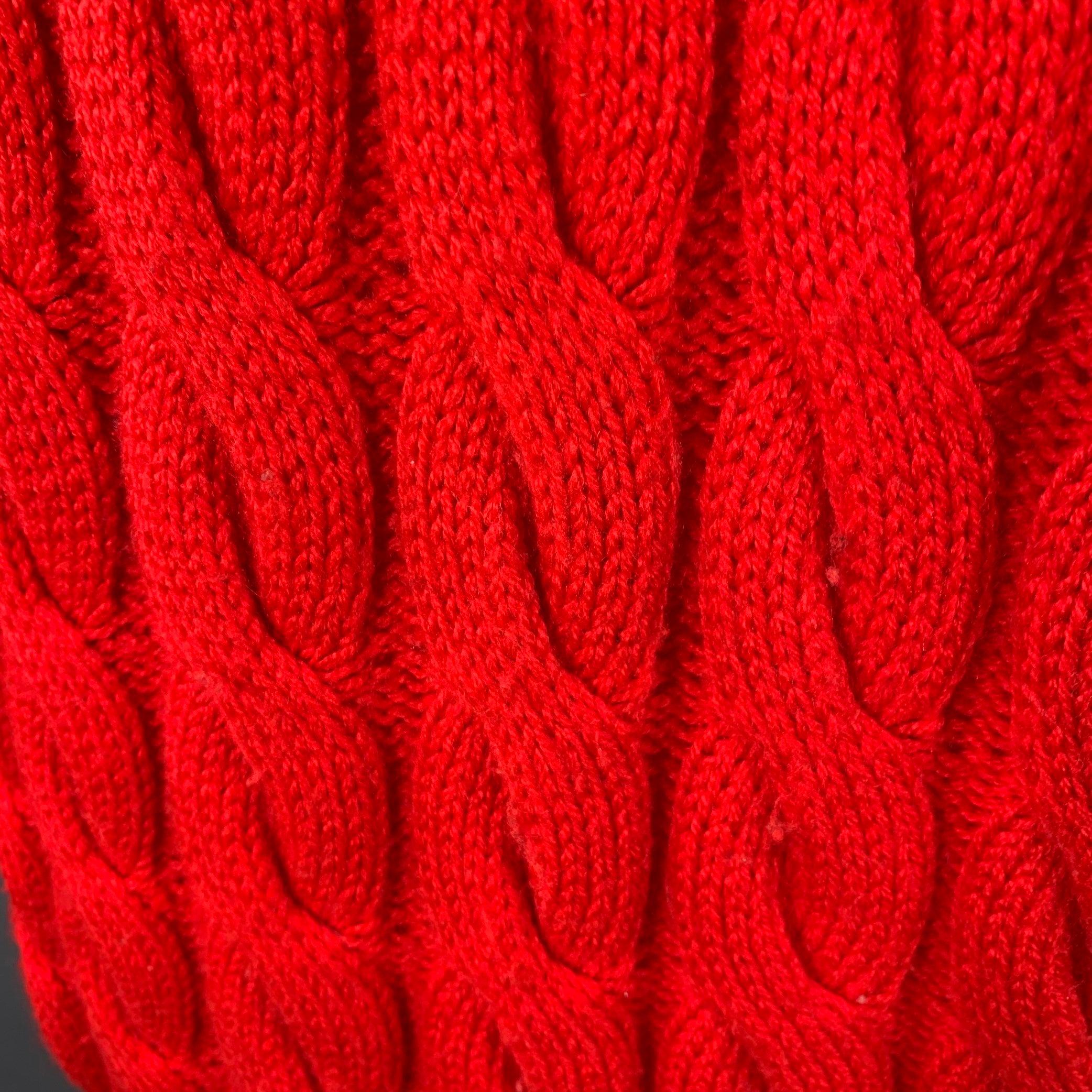 BENETTON Size M Red Cable Knit Wool Acrylic Crew Neck Sweater For Sale 3