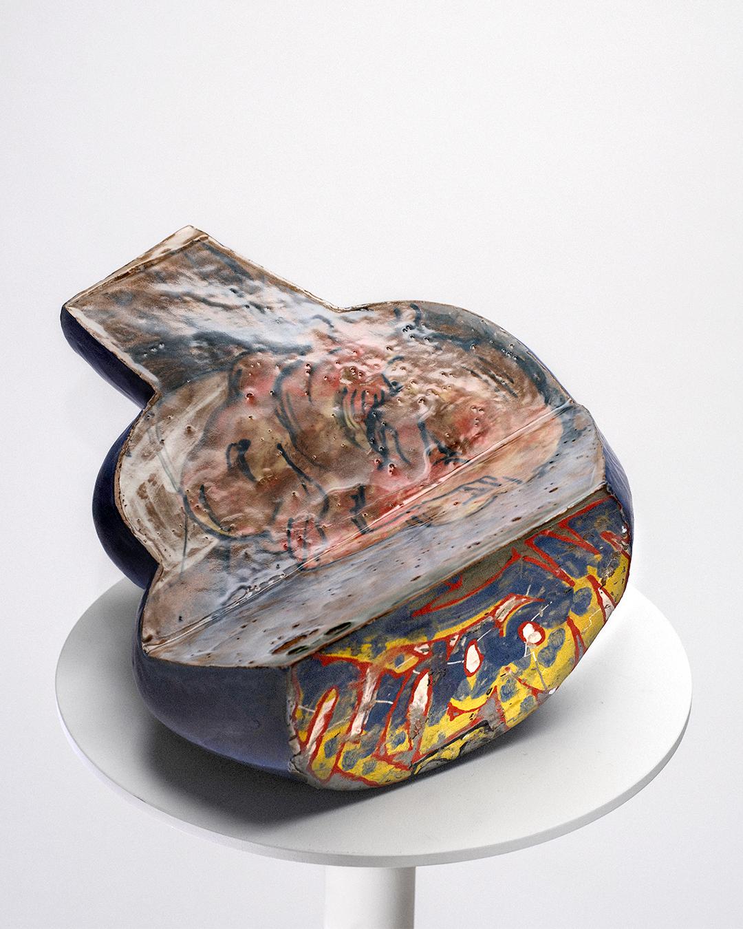 Glazed Benevolent Manifestation Over the Land in Stoneware by Malcolm Mobutu Smith For Sale