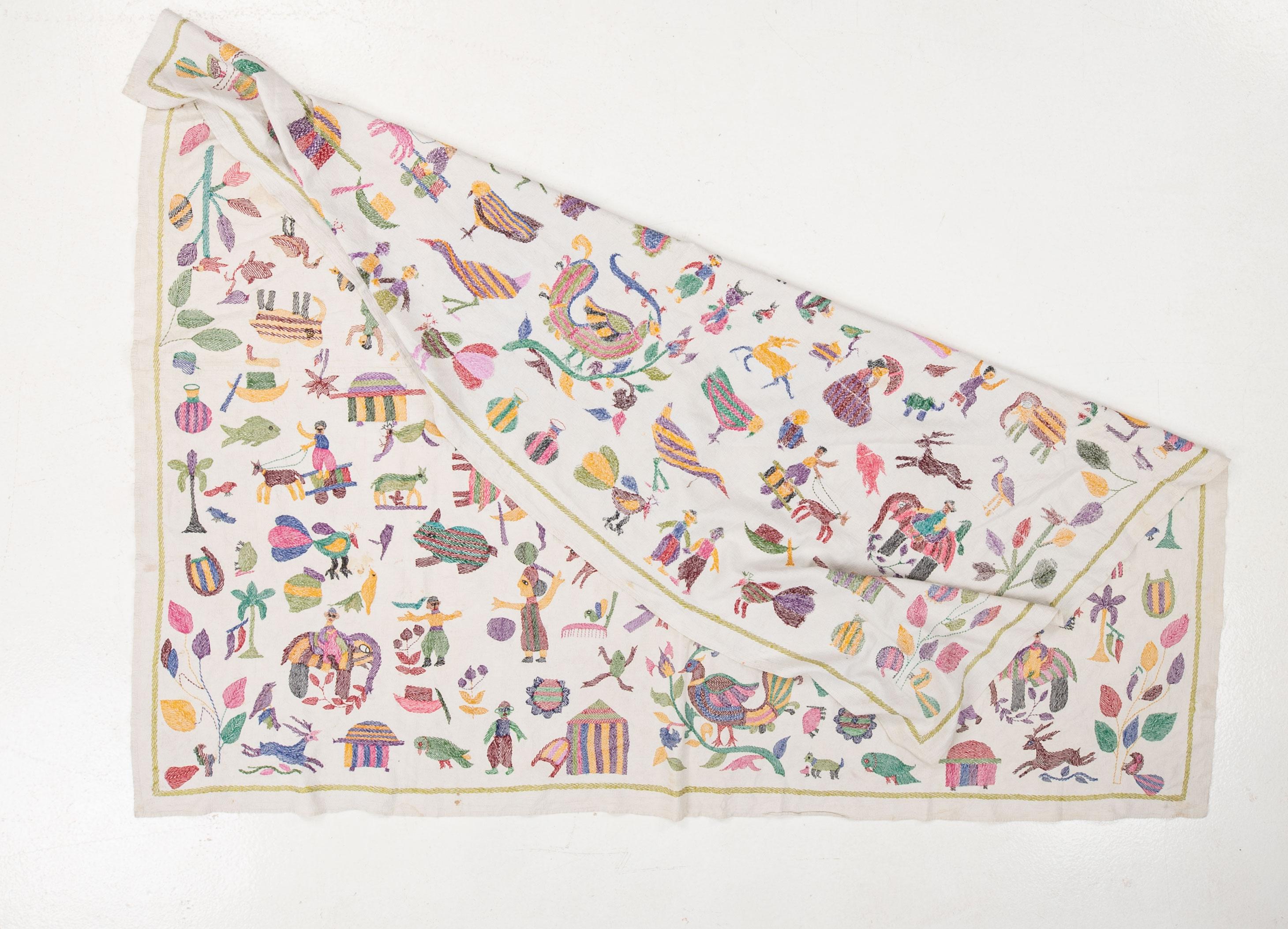 Folk Art Bengal Kantha quilt, Mid 20th C. For Sale