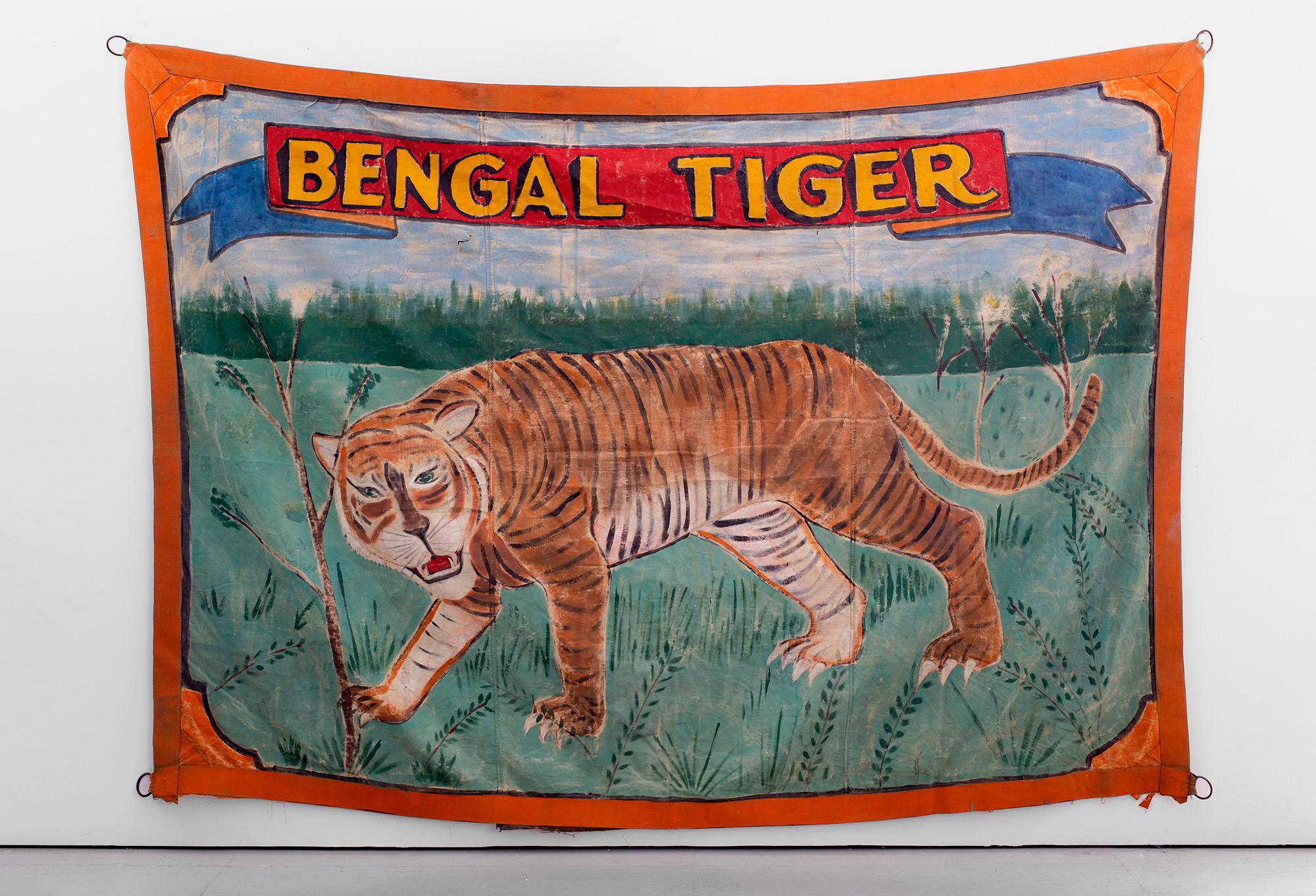 Rare side show banner from 1940s circus - large scale
