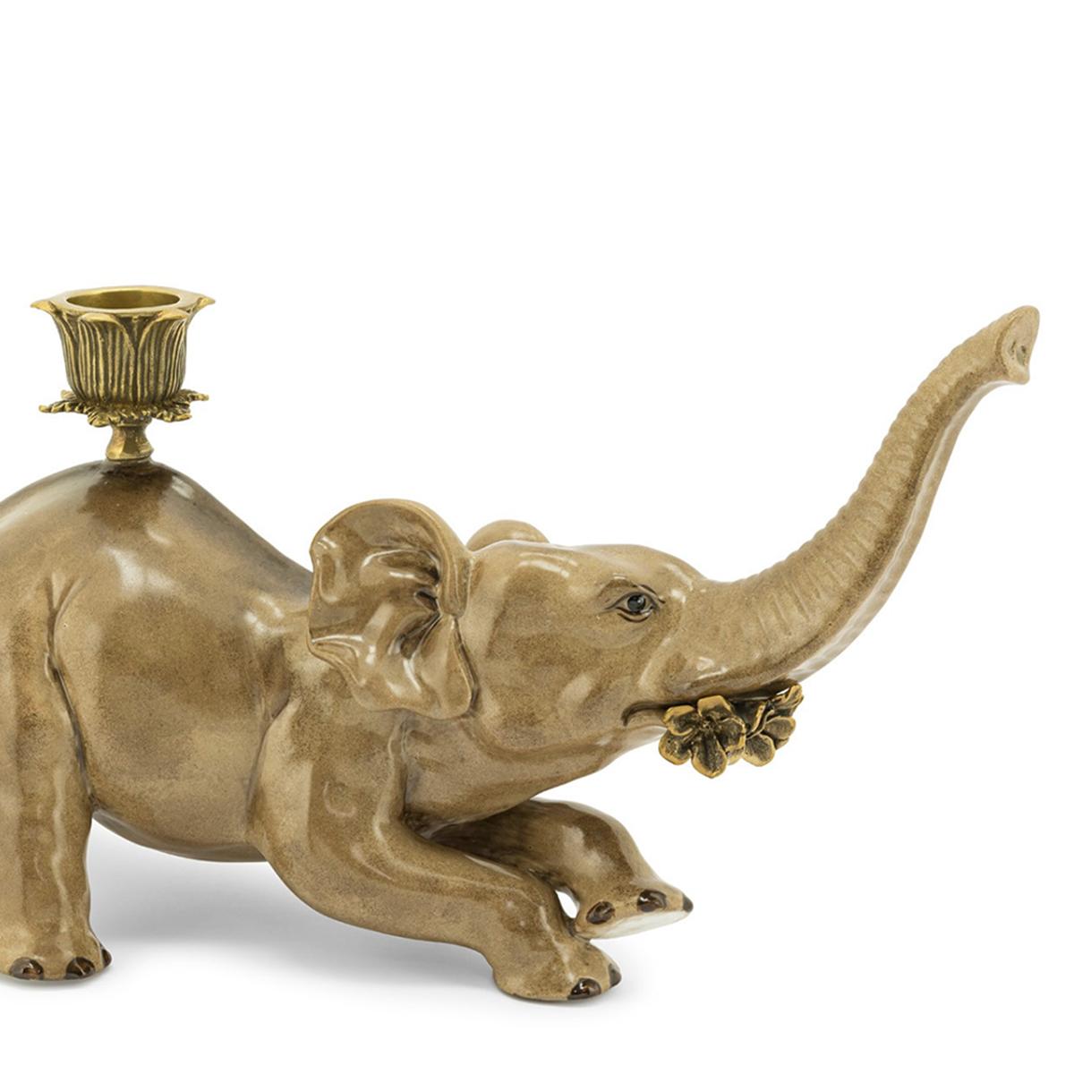 Bengali Elephant Set of 2 Candleholders In New Condition For Sale In Paris, FR