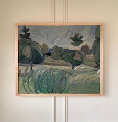 Swedish Abstract Landscape, Signed Original Oil Painting, Framed, 1950s